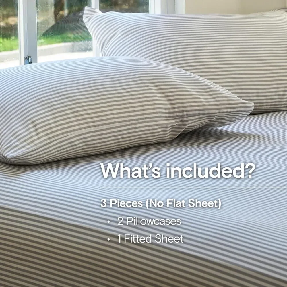NWT DOZ Duvet Sheet Set 100% Viscose 2 Pillowcases 1 Fitted Sheet Stripe King